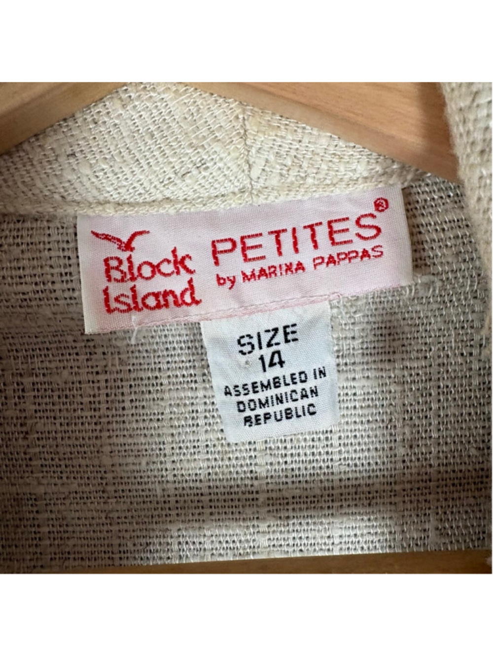 Vintage Rayon Linen Blend Blazer Petite 14 Cream Coastal Grandma - Picture 6 of 14